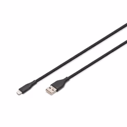 Digitus Câble de connexion Lightning en silicone, USB-A - Lightning 1m, noir