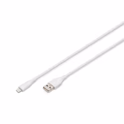 Digitus Câble de connexion Lightning en silicone, USB-A - Lightning 1m, blanc