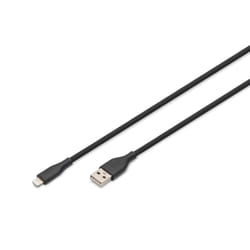 Digitus Câble de connexion Lightning en silicone, USB-A - Lightning 2m, noir