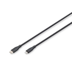 Digitus Câble de connexion Lightning en silicone, USB-C - Lightning, 0,5m, noir