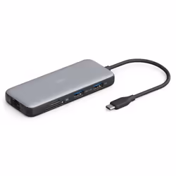 Digitus Station d'accueil USB-C, 8 ports, Avec fil, USB 3.2 Gen 2 (3.1 Gen 2) Type-C, 100 W, 1.4/2.2, 10,100,1000 Mbit/s, Noi ...