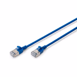 Digitus CAT 6A F-FTP Slim Patch Cable, AWG 32/7, 1,5 m, Cat6a, F/FTP (FFTP), RJ-45, RJ-45, Bleu