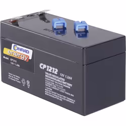 Conrad 250165, Batterie rechargeable, Sealed Lead Acid (VRLA), 12 V, 1200 mAh, Noir, 97 mm