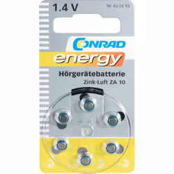 Conrad 650493, Batterie à usage unique, Zinc-Air, 1,4 V, 6 pièce(s), 90 mAh, Métallique