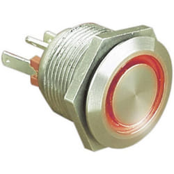 Bulgin MPI002/28/RD MPI002/28/RD Bouton-poussoir antivandalisme 24 V/DC 0.05 A 1 x Off/(On) à rappel rouge (Ø x L) 22 m