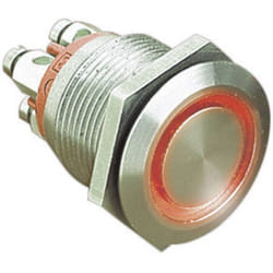 Bulgin - MPI002/TERM/RD MPI002/TERM/RD Bouton-poussoir antivandalisme 24 v/dc 0.05 a 1 x Off/(On) à rappel rouge (ø x l)
