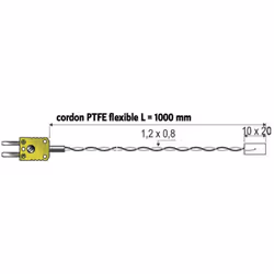 Informations techniques Connexion (technique de mesure) : fiche mâle thermocouple Longueur : 1 m Plage de mesure de températu ...