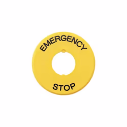 Spécialement pour série AB6E Pour tête Ø 40 mm Jaune Texte noir Conditionnement : 1 pc(s) Convient pour : Poussoir d'urgence ...