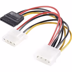 Renkforce RF-2926428, 0,15 m, 2 x 4-pin PWM, SATA 15 broches, Mâle, Mâle, Droit