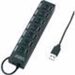 Hub USB - Conrad - 7 ports - commutation séparée - LED - noir