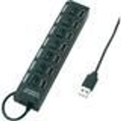 Hub USB - Conrad - 7 ports - commutation séparée - LED - noir
