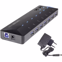 Renkforce RF-3806034, USB 3.2 Gen 1 (3.1 Gen 1) Type-B, USB 3.2 Gen 1 (3.1 Gen 1) Type-A, 5000 Mbit/s, Noir, Secteur, 12 V