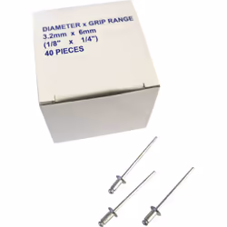 Informations techniques Dimension produit, Ø : 2.4 mm Longueur : 5.5 mm Rivets aveugles KUNZER 2,4 mm, 40 pièces Carton de 40 ...