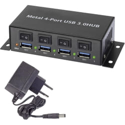 Renkforce 1318454 hub & concentrateur USB 3.2 Gen 1 (3.1 Gen 1) Type-A 5000 Mbit/s Noir