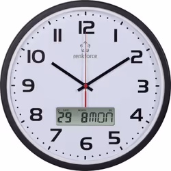 Description générale Pour une heure toujours précise grâce au récepteur radio. L'horloge murale Renkforce HD-WRCL135 affiche ...