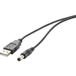 Câble électrique usb usb 2.0 usb-a mâle, Connecteur dc 3,5 mm 1.00 m noir contacts dorés RF-4079667 Y306601 - Renkforce