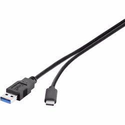 Conrad 1460360, 1 m, USB A, USB C, USB 3.2 Gen 2 (3.1 Gen 2), 10000 Mbit/s, Noir