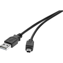 Câble usb usb 2.0 usb-a mâle, USB-Mini-B mâle 0.15 m noir contacts dorés RF-4455804 W635861 - Renkforce