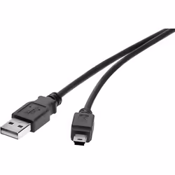 Renkforce RF-4455807, 0,3 m, USB A, Mini-USB B, USB 2.0, 480 Mbit/s, Noir