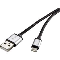 Renkforce - Apple iPad/iPhone/iPod Câble de raccordement [1x usb 2.0 type a mâle - 1x Dock mâle Lightning] 3.00 m gris foncé S892551