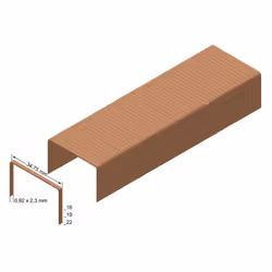 Agrafes Prebena type B16CLF Largeur de dos : 34,75 mm Longueur des agrafes 16 mm Dimension du fil 0,92 x 2,30 mm Finition bro ...
