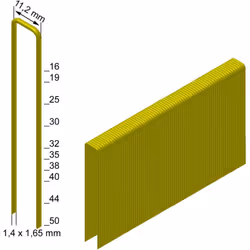 Agrafes Prebena type Z50CNKHA Largeur de dos : 11,2 mm Longueur des agrafes 50 mm Dimension du fil 1,4 x 1,65 mm Finition gal ...