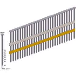 Clous en bande Type RK34/100BK tige lisse Longueur des clous 100 mm Dimension du fil Ø 3,4 mm Version Magasin en plastique Pi ...