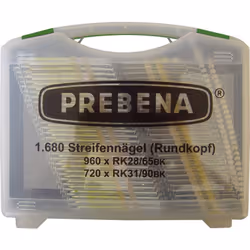Informations techniques Contenu: 1680 pc(s) Type de produit: Set de clous en bande à tête ronde Clous en bande à tête ronde t ...