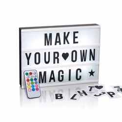 EASYmaxx Boîte à lumière LED en noir/blanc avec 173 lettres & symboles