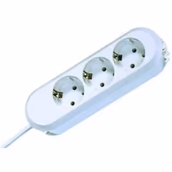Bachmann 3x Schuko H05VV-F 3G 1.50mm² 16A/3680W 3m, 3 m, Plastique, Blanc, 3 sortie(s) CA, 3680 W, 16 A