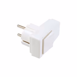 Fiche mâle coudée Schuko blanc incassable, à droite, 250 V, 16 A peut être arrêtée avec interrupteur à bascule 2 broches