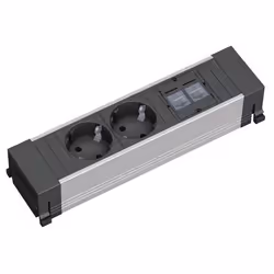 Bachmann 317.101, 0,1 m, Type F, Aluminium, Noir, Argent, 2 sortie(s) CA