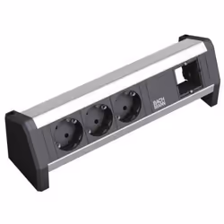 Bachmann 3x Schuko 1x GST18, Type F, Aluminium, Plastique, Noir, Argent, Aluminium, Plastique, 3 sortie(s) CA, 230 V
