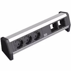 Bachmann 3x Schuko 2x GST18, Type F, Aluminium, Plastique, Noir, Argent, Aluminium, Plastique, 3 sortie(s) CA, 230 V