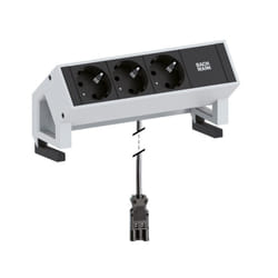 Bachmann Desk2 prise de courant 3 x Type F Noir, Acier inoxydable