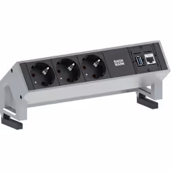Bachmann 3x Schuko 1x CAT6 1x USB3.0, 1,5 m, Type F, Aluminium, Plastique, Noir, Acier inoxydable, Aluminium, Plastique, 3 so ...