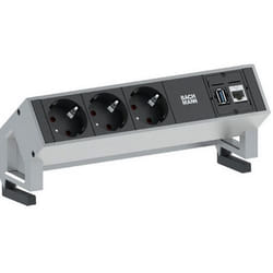 Bachmann 3x Schuko 1x CAT6 1x USB3.0 multiprise 1,5 m 3 sortie(s) CA Noir, Acier inoxydable