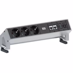 Bachmann 3x Schuko 2x CAT6 1x HDMI, 1x USB3.0, 1,5 m, Type F, Aluminium, Plastique, Noir, Acier inoxydable, Aluminium, Plasti ...