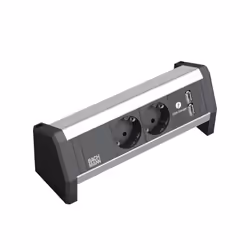 Bachmann DESK 1, Intérieure, Aluminium, Plastique, Noir, Argent, 2 sortie(s) CA, 281 mm, 93 mm