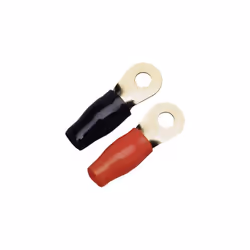 Lot de 2 cosses à anneau 35 m². Cosse anneau plaqué or 24 carats avec embouts isolants noirs et rouges Avec trou de 8 mm À so ...