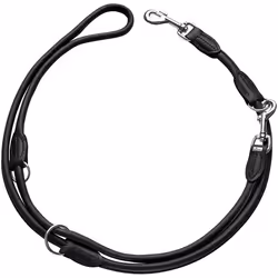 Laisse pour chien - HUNTER - Round - Cuir Nappa - 200 cm - Réglable 3 positions - Noir