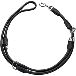 Laisse pour chien - HUNTER - Round - Cuir Nappa - 200 cm - Réglable 3 positions - Noir
