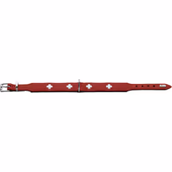 Hunter 42048 collier pour chiens et chats Noir, Rouge Cuir XS-S Chien Collier standard