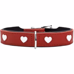 Hunter 69900, Chien, Collier standard, Rouge, Blanc, Cuir, Motif, Motif à cœur