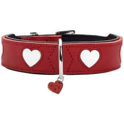 Hunter 69906 collier pour chiens et chats Rouge, Blanc Cuir M-L Chien Collier standard