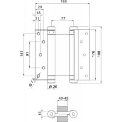 Charnières Nr.39 Acier inoxydable Pièces 175mm