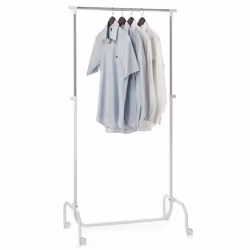 Portant à vêtements TIGER penderie simple sur roulettes vestiaire mobile avec 1 barre de hauteur réglable en métal chromé et ...