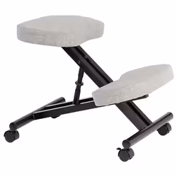 Tabouret ergonomique ROBERT siège ajustable repose genoux chaise de bureau sans dossier en métal noir et assise rembourrée gr ...