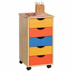 Caisson de bureau LAGOS meuble de rangement sur roulettes avec 5 tiroirs