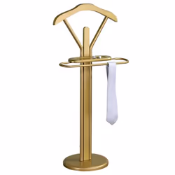 Valet de chambre FABIO chevalet de nuit portant pour vêtements structure en métal laqué couleur or